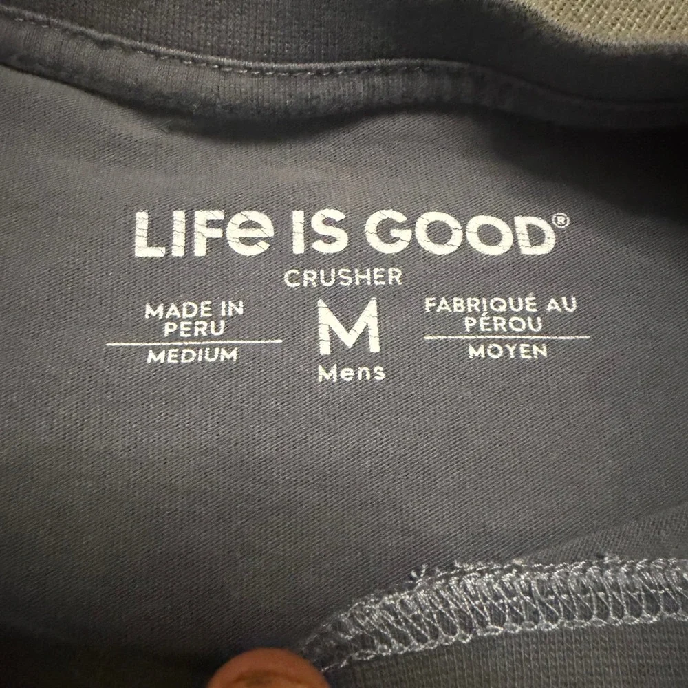 Life is Good Crusher Tee Mens Medium Gray Sea Turtle Graphic TShirt Short Sleeve